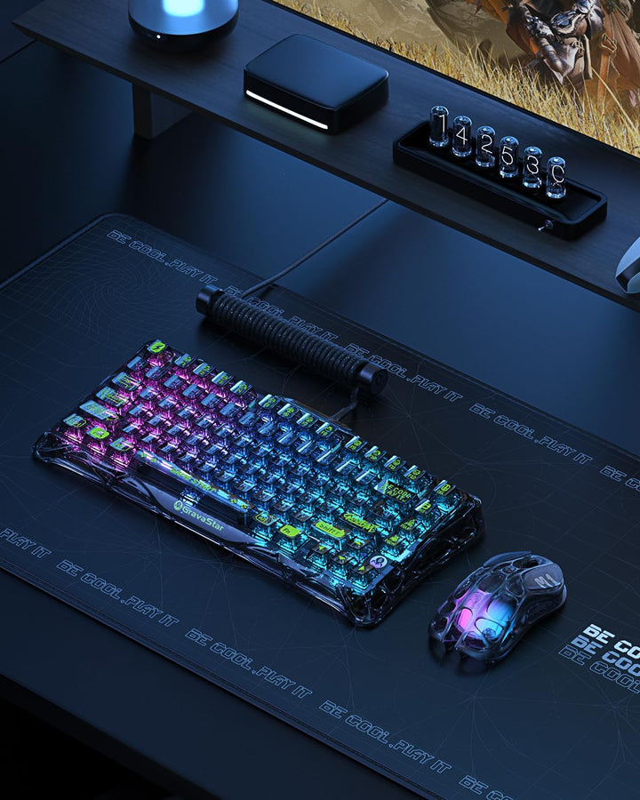 GravaStar Mercury K1 Lite 75% Gaming Keyboard, 2.4GHz\/BT\/Wired Tr...