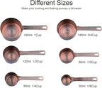 Juego de 14 Tazas y Cucharas Medidoras, Juego de Tazas y Cucharas Medidoras de Cobre para Secos y Líquidos, Métricas y de EE.UU. de Acero Inoxidable, 6 Tazas Medidoras y 7 Cucharas con