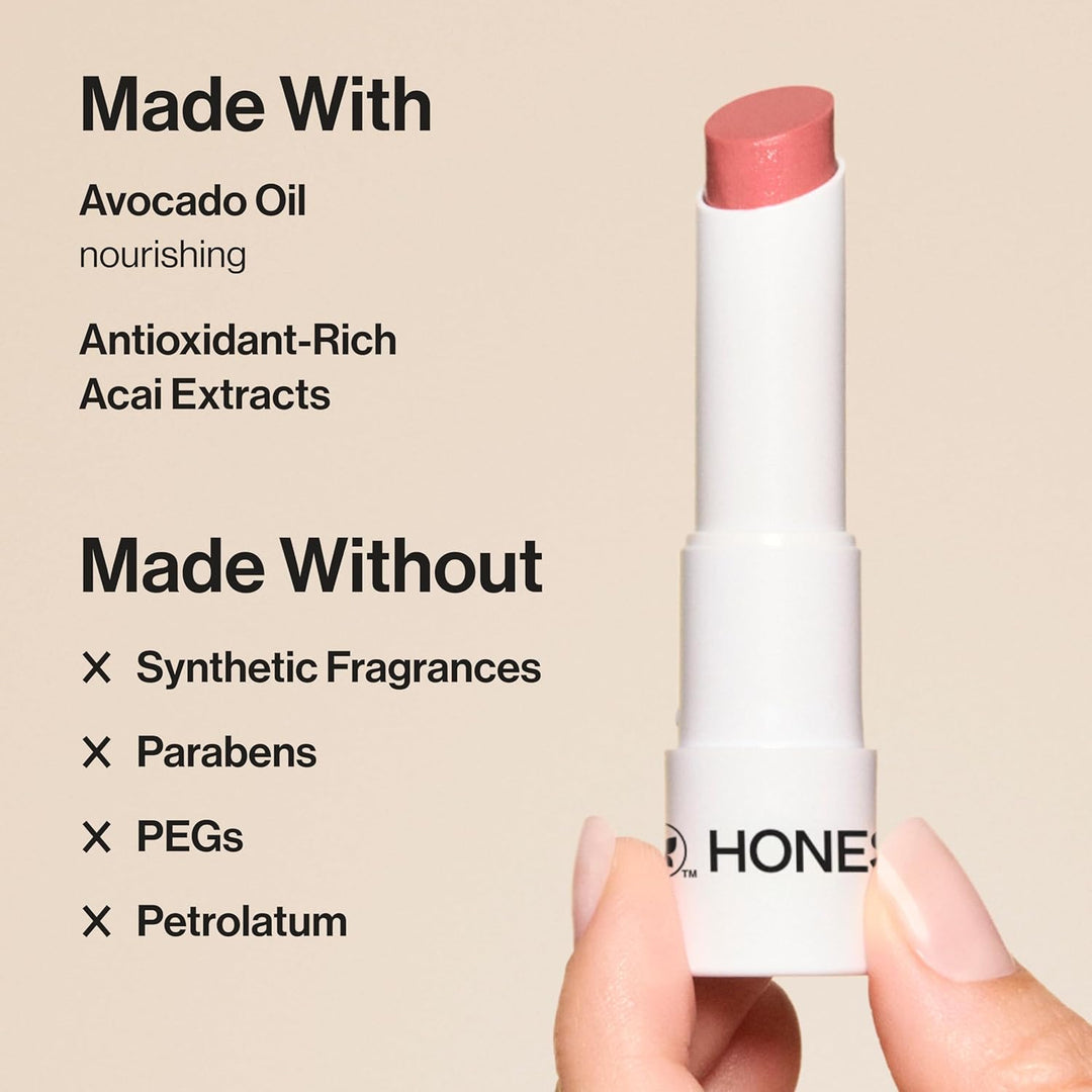 Honest Beauty Bálsamo labial hidratante vegano tintado, paquete de...