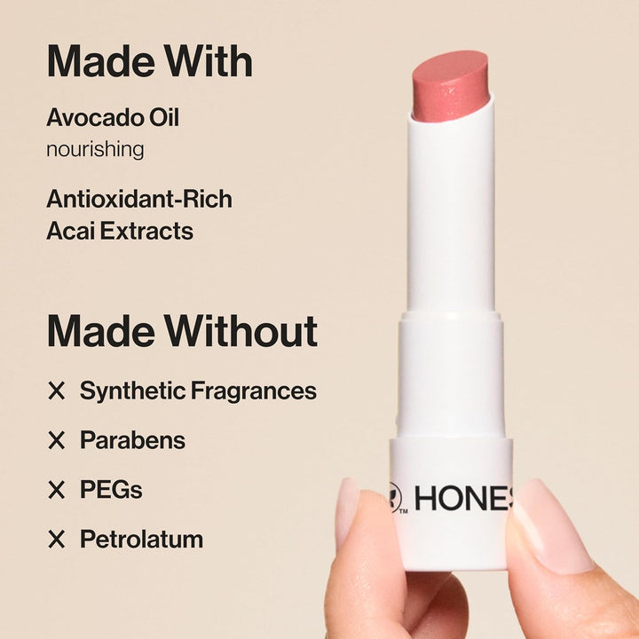 Honest Beauty Bálsamo labial hidratante vegano tintado, paquete de...