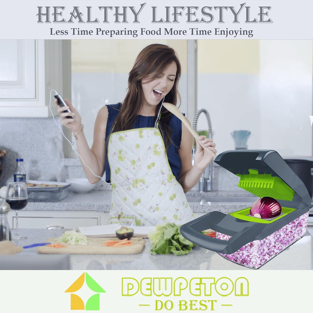 Picador de verduras, picador de cebolla, picador de alimentos multifuncional 13 en 1, cortador de verduras de cocina, picador de verduras