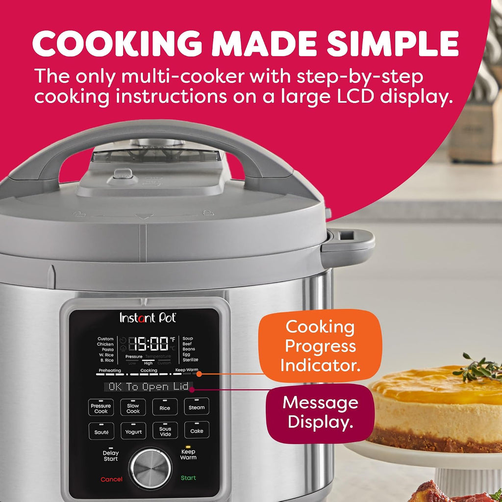 Instant Pot, olla a presión eléctrica de 8 cuartos de galón Whisper Quiet 9 en 1, arrocera de cocción lenta, vaporera, olla para saltear, máquina de yogur, calentador y esterilizador, aplicación con