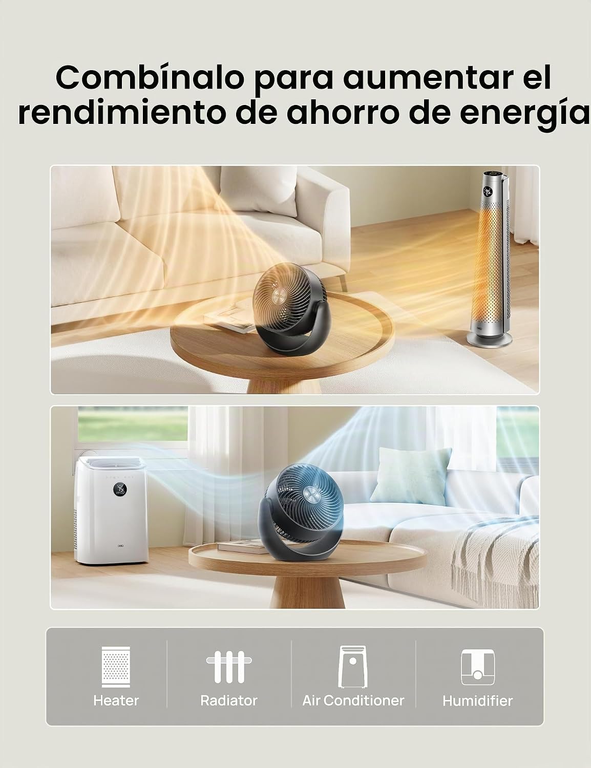 Dreo - Ventilador para dormitorio, circulador de aire de mesa para...
