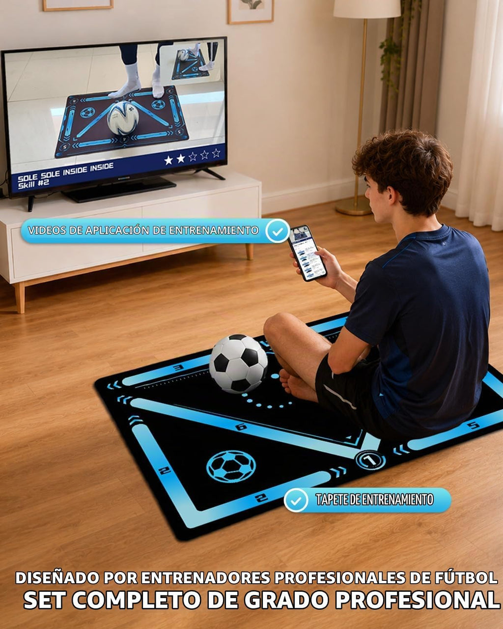 ZVD Tapete enrollado para entrenamiento de fútbol con video, tapete antideslizante para trabajo de pies