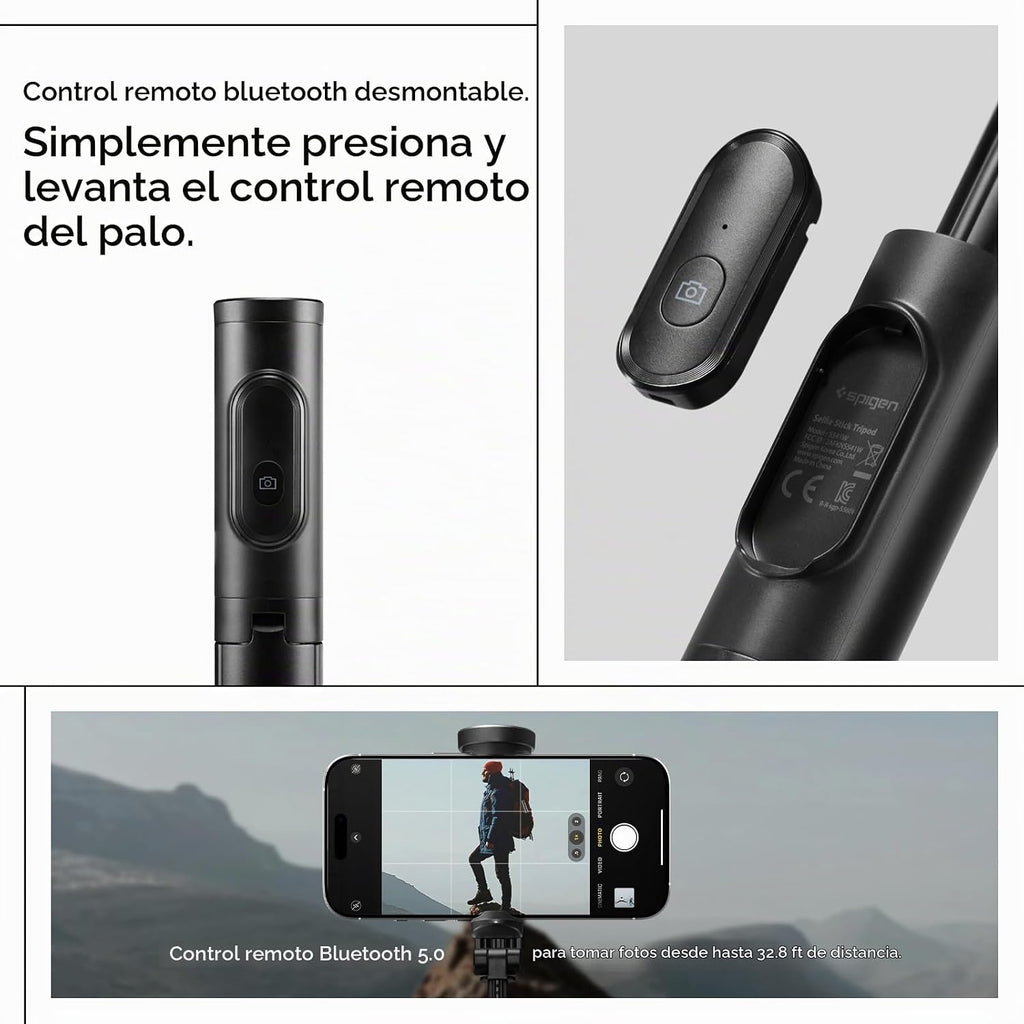 Spigen Soporte de trípode para selfie stick con control remoto