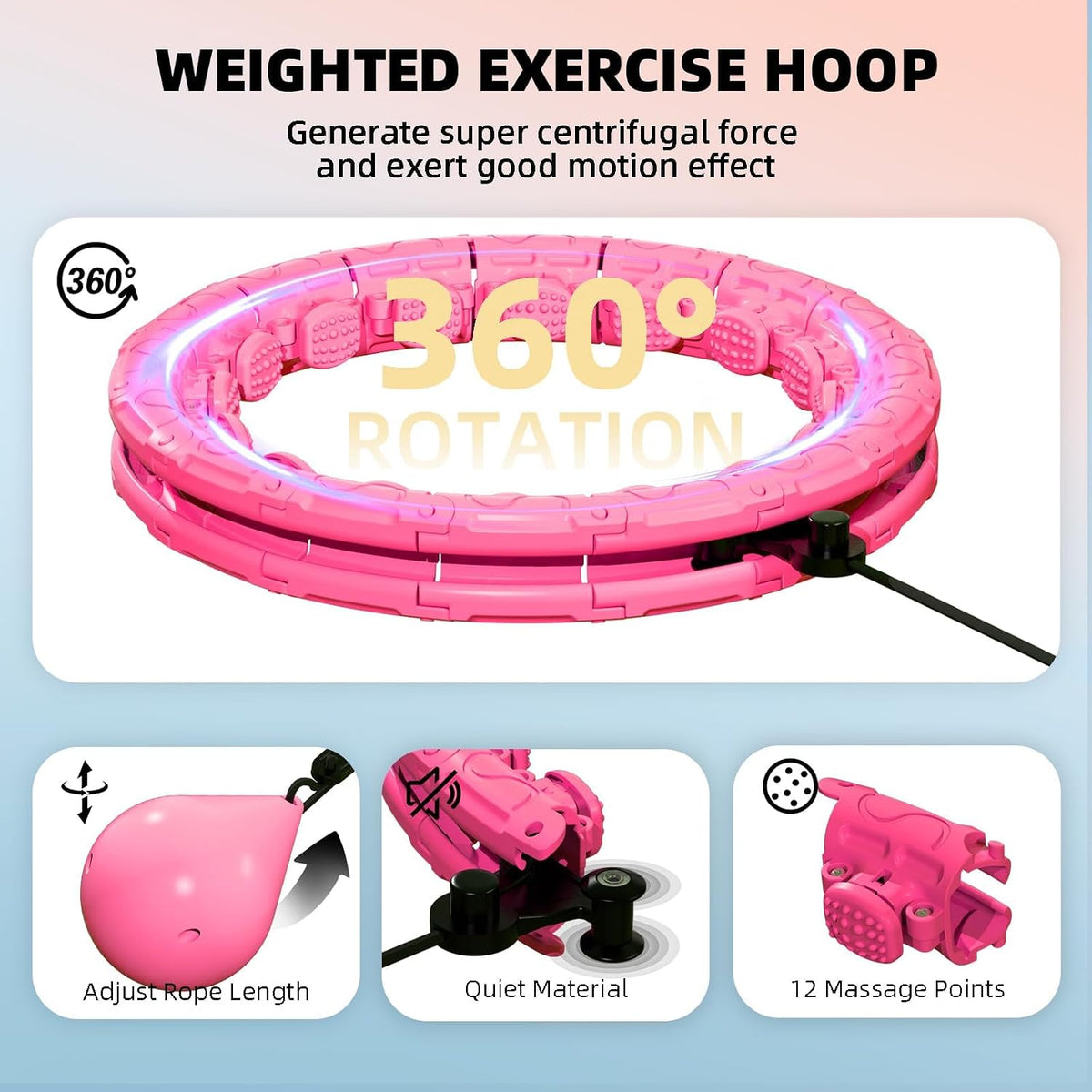 Infinity Hoop,2 en 1 Adjustable Fitness Hoop para Women Beginners