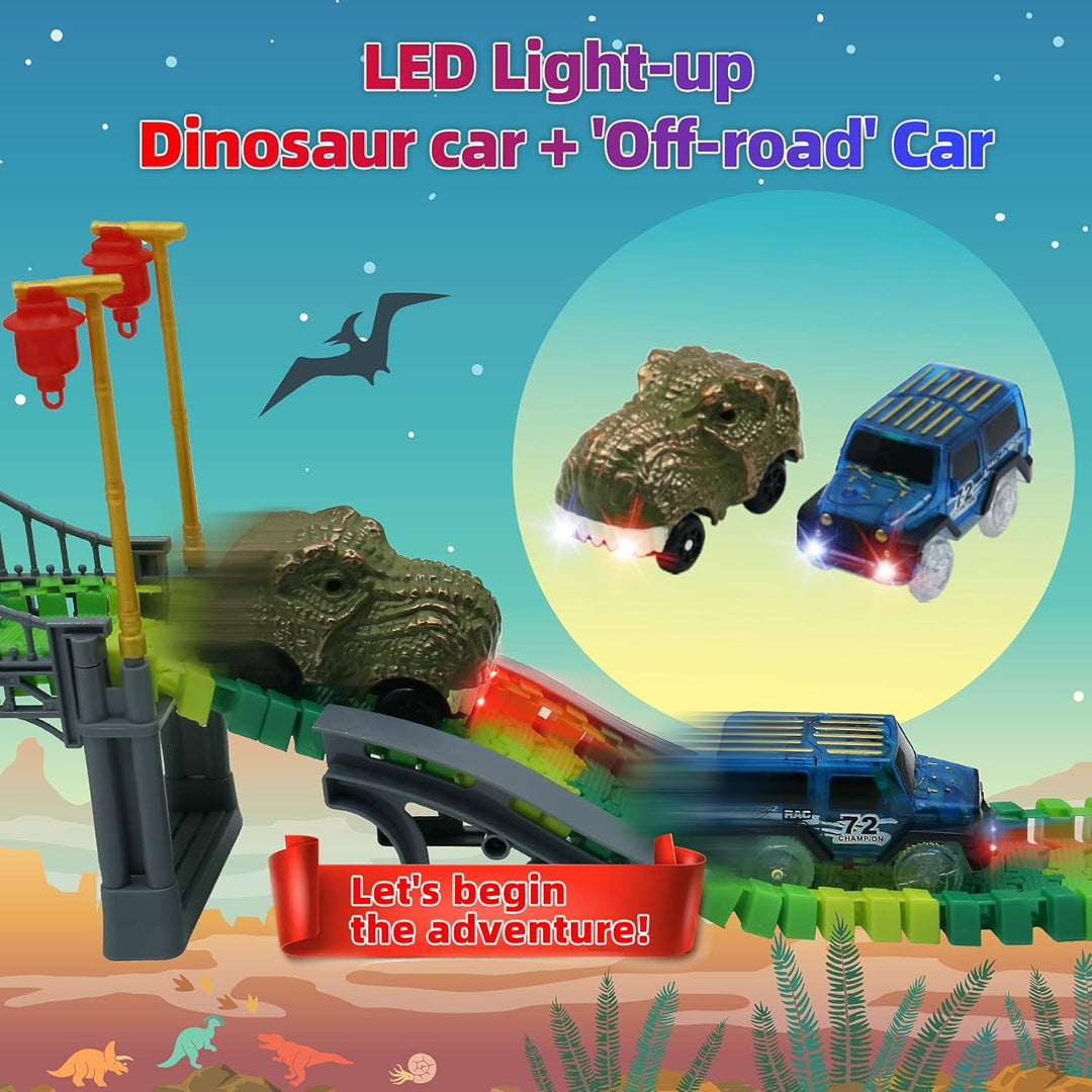 Dinosaur World Race Track Toys - Juego de pista flexible