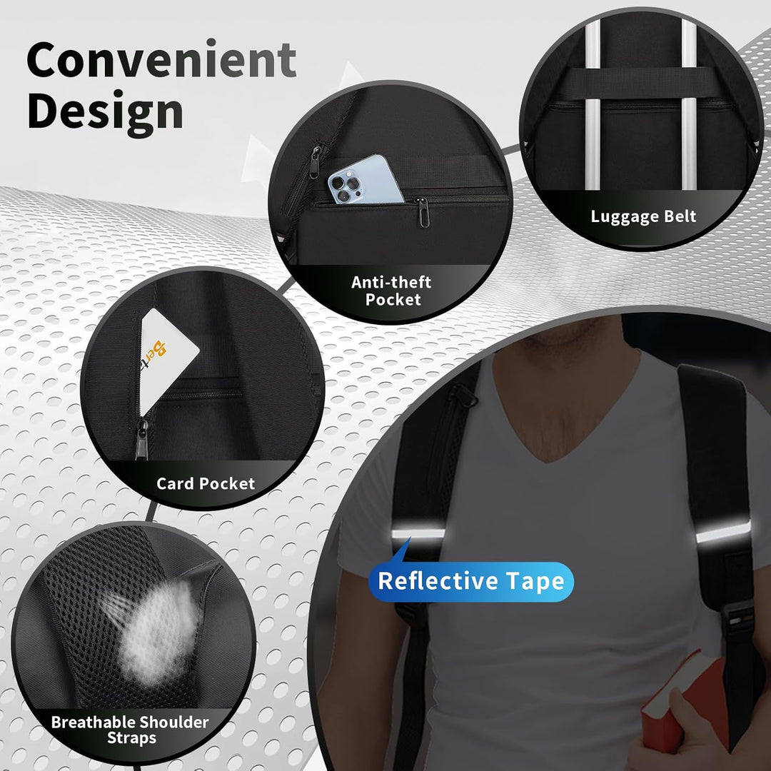 BERTASCHE Mochila de almuerzo vintage para hombre, Negro -, 17,3 pu...