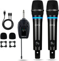 ZERFUN Sistema de micrófono inalámbrico recargable de 2 canales, mi...