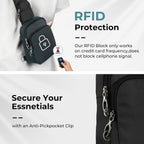 BROADREAM Bolso bandolera con cierre antirrobo, bloqueo RFID y resistente al agua para viajes, trabajo y deportes