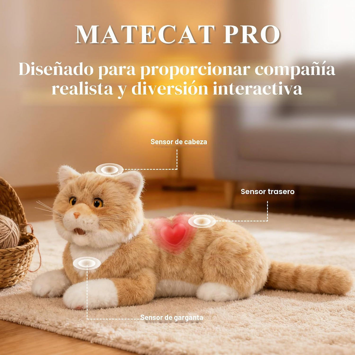 Chongker Animal de peluche interactivo de gato robot de 24.8 pulgadas para