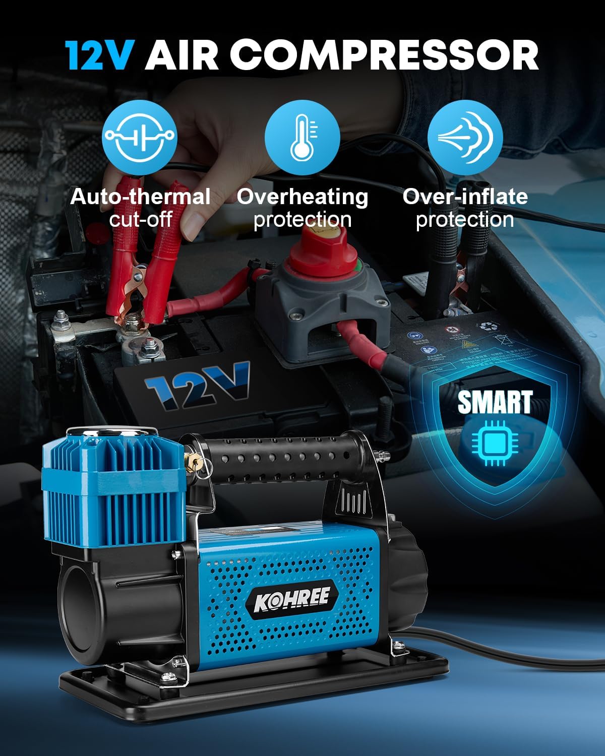 Kohree Compresor de Aire de 12V de Alta Resistencia, Compresor de A...