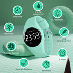 Relojes para niños y niñas, reloj deportivo digital con contador de pasos, podómetro, alarma de vibración, sin aplicación, impermeable, rastreador de fitness, reloj para niños, niñas, adolescentes
