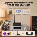 1Mii Receptor Bluetooth DS220 para estéreo doméstico, LDAC de alta resolución y adaptador de audio de alta fidelidad aptX HD con DAC audiófilo, salidas ópticas/RCA para sistema estéreo, amplificador