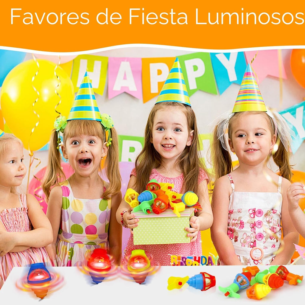 24 piezas de tops giratorios iluminados que brillan para fiestas de