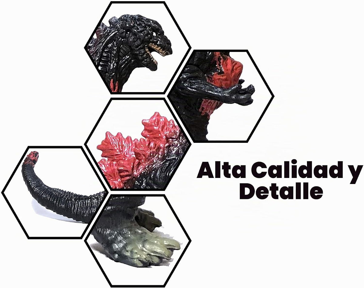Godzilla Toys - Juego de 8 figuras de acción articuladas para cumpleaños infantiles 2019, Rey de los Monstruos Ardiente Heisei Mecha Ghidorah, paquete de plástico mini dinosaurio Playsets para tortas