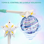 Esfera de orbe voladora azul con varita, spinner volador, accesorio para Navidad, regalo de cumpleaños, juguete para niños y adolescentes de 6, a 10 años de edad, globo cósmico, dron bumerán
