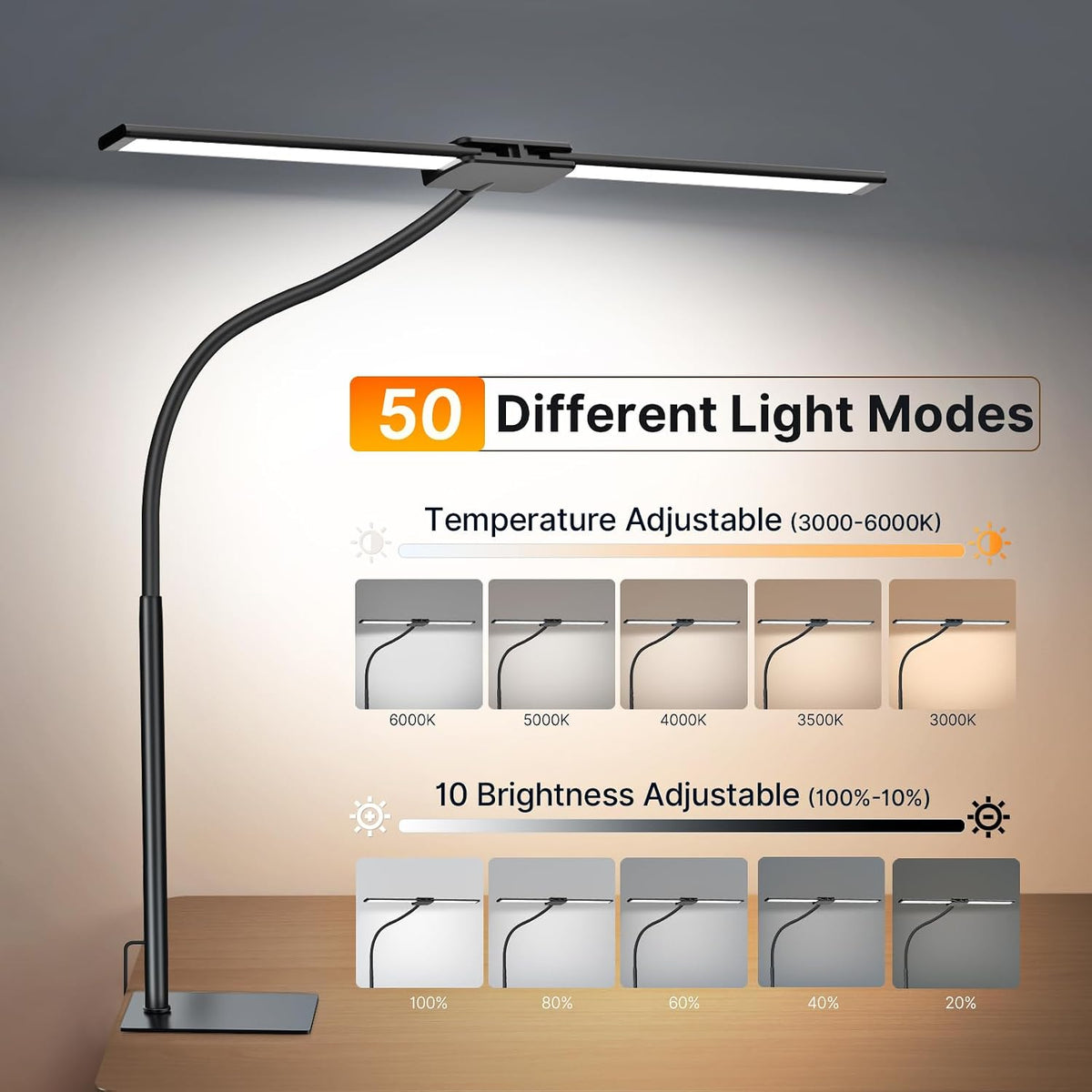 Lámpara Syrinx Lámpara de escritorio LED para oficina en casa, 18W 2000LM luz