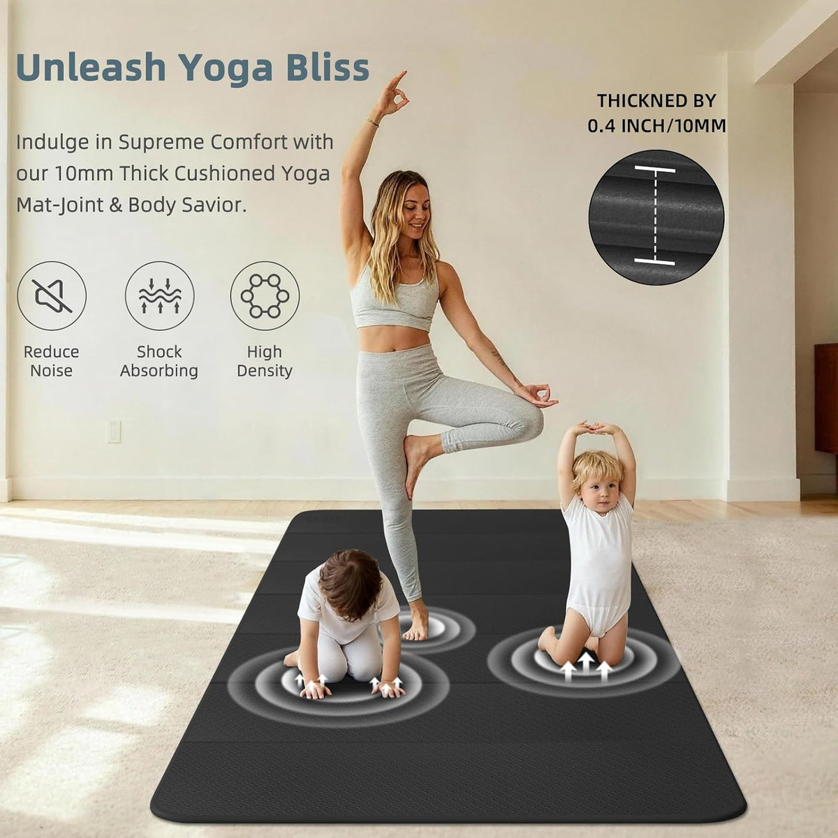 Foldable Yoga Mat 74"x47.2"x 0.4" – Large Yoga Mat