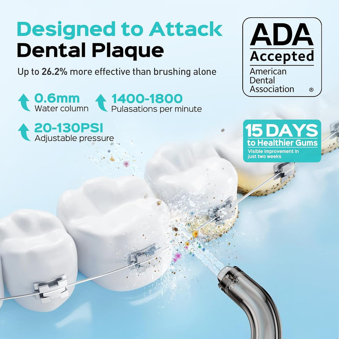 COSLUS Irrigador de agua portátil para dientes: 3 modos y 6 ajustes...