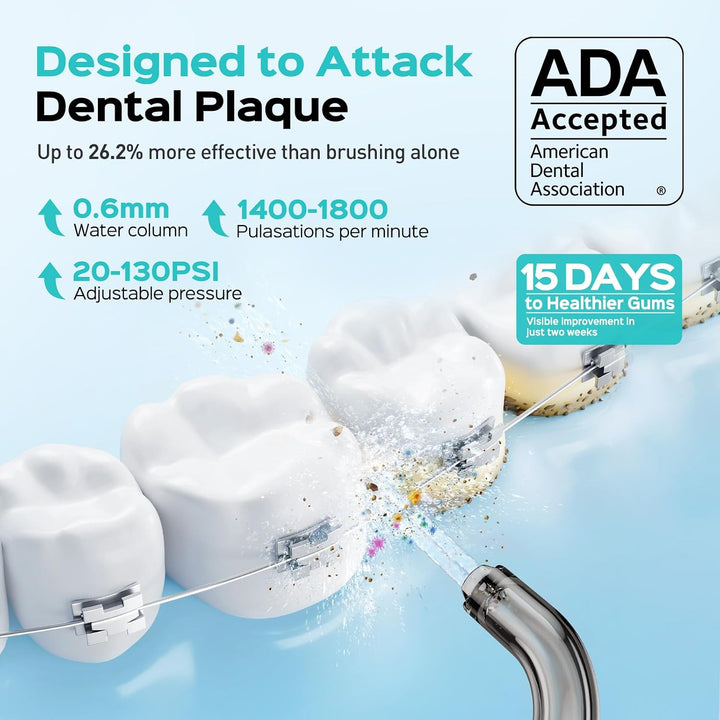 COSLUS Irrigador de agua portátil para dientes: 3 modos y 6 ajustes...
