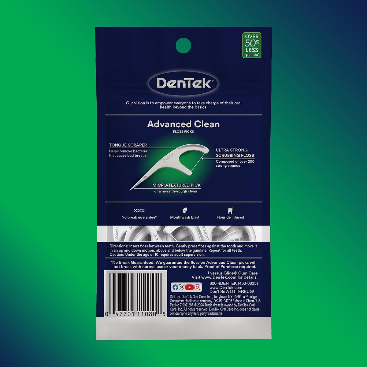 DenTek Triple Clean Picos de hilo dental de limpieza avanzada, sin...