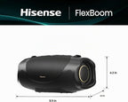 Hisense FlexBoom - Altavoz Bluetooth portátil, IP67 impermeable, a prueba de polvo y golpes, hasta 80 W de gran sonido, Bluetooth 6.0, Auracast, TWS y viene con una correa de mango desmontable