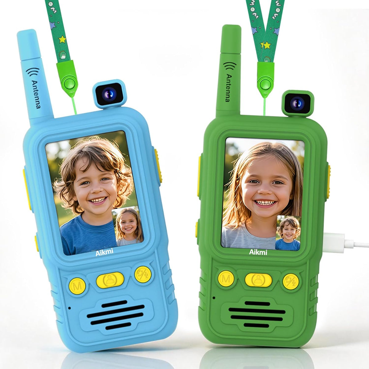 Aikmi Walkie Talkies de video para niños, juguete para niño y niña, azul y