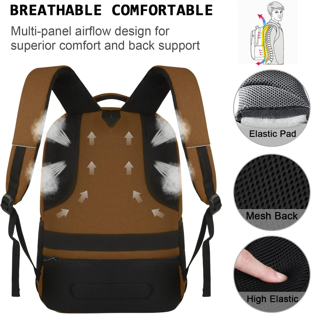 Mochila para Laptop Volher, Marrón, 15,6 pulg., Computadora portátil