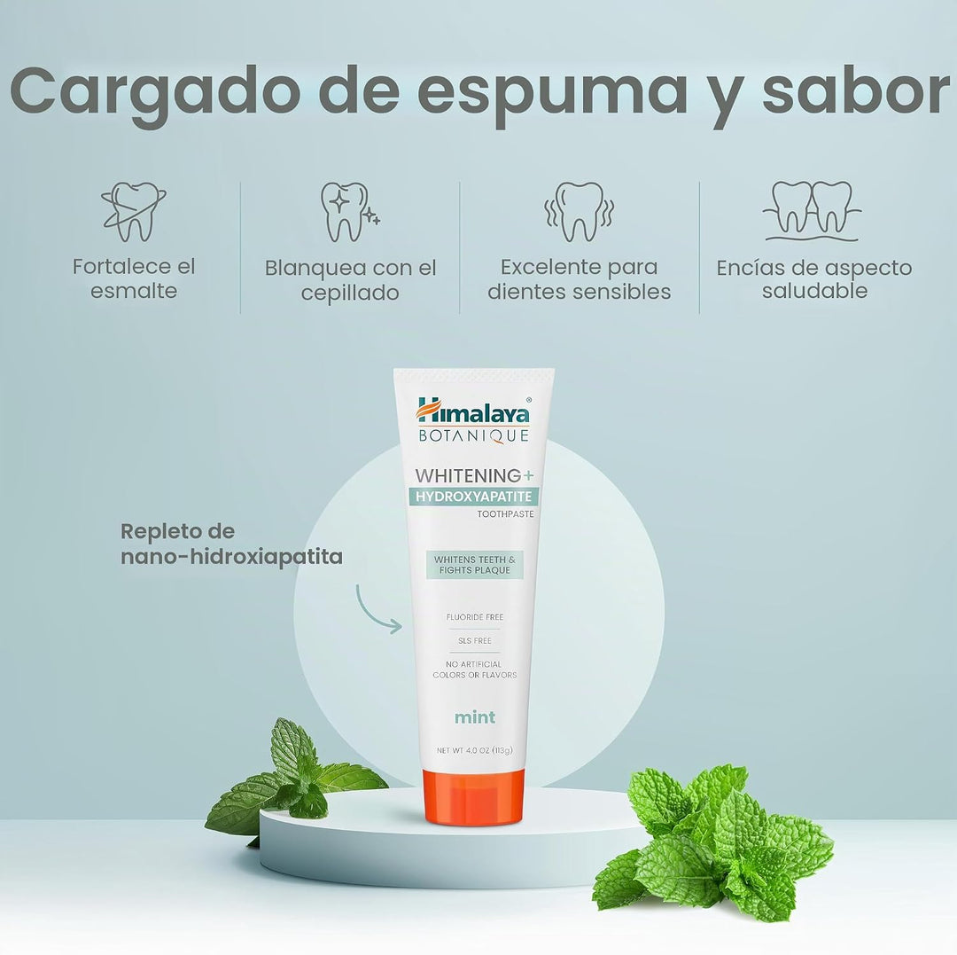 Himalaya Botanique Whitening+ Pasta de dientes hidroxiapatita, ment...