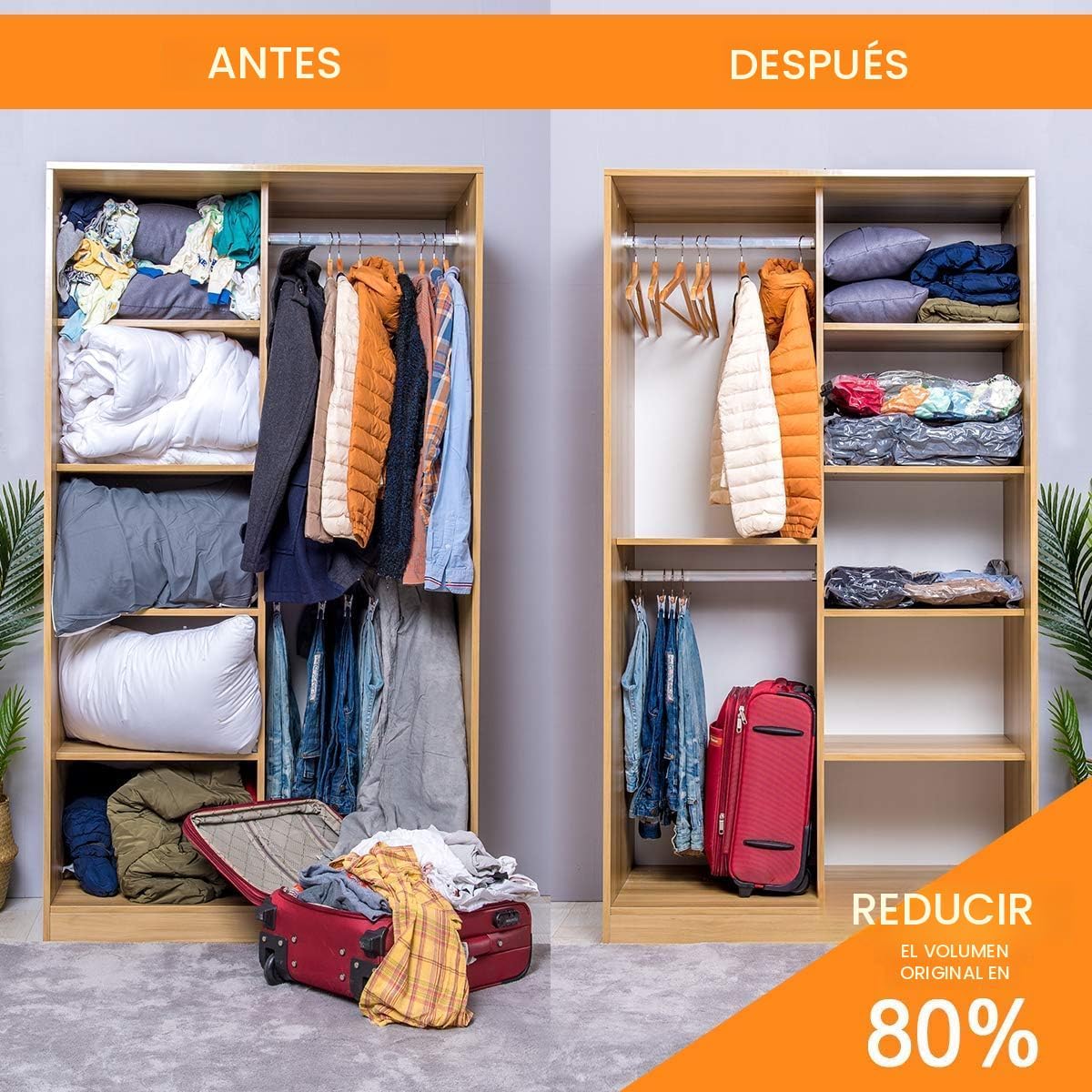GONGSHI Bolsas de sellado al vacío para ropa, viajes y almacenamiento en el