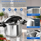 【3 en 1】Olla a presión de acero inoxidable 18/8 de 6 cuartos de galón