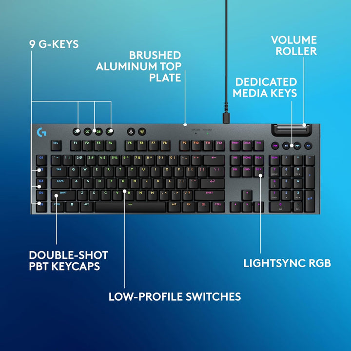 Logitech G915 X Teclado mecánico con cable para juegos, teclas PBT...