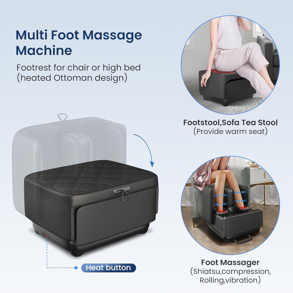 COMFIER Masajeador Shiatsu para pies y pantorrillas con calor, otomano 2 en