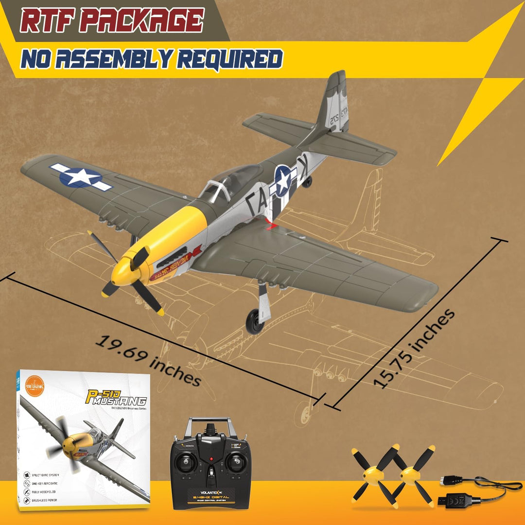 LEAMBE Avión RC Brushless de 4 Canales P51D Mustang 500mm Avión de...