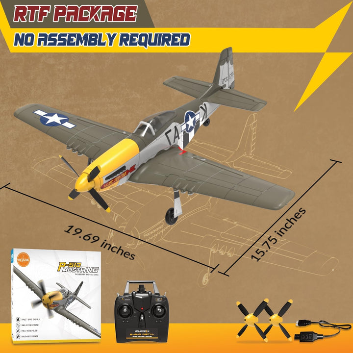 LEAMBE Avión RC Brushless de 4 Canales P51D Mustang 500mm Avión de...