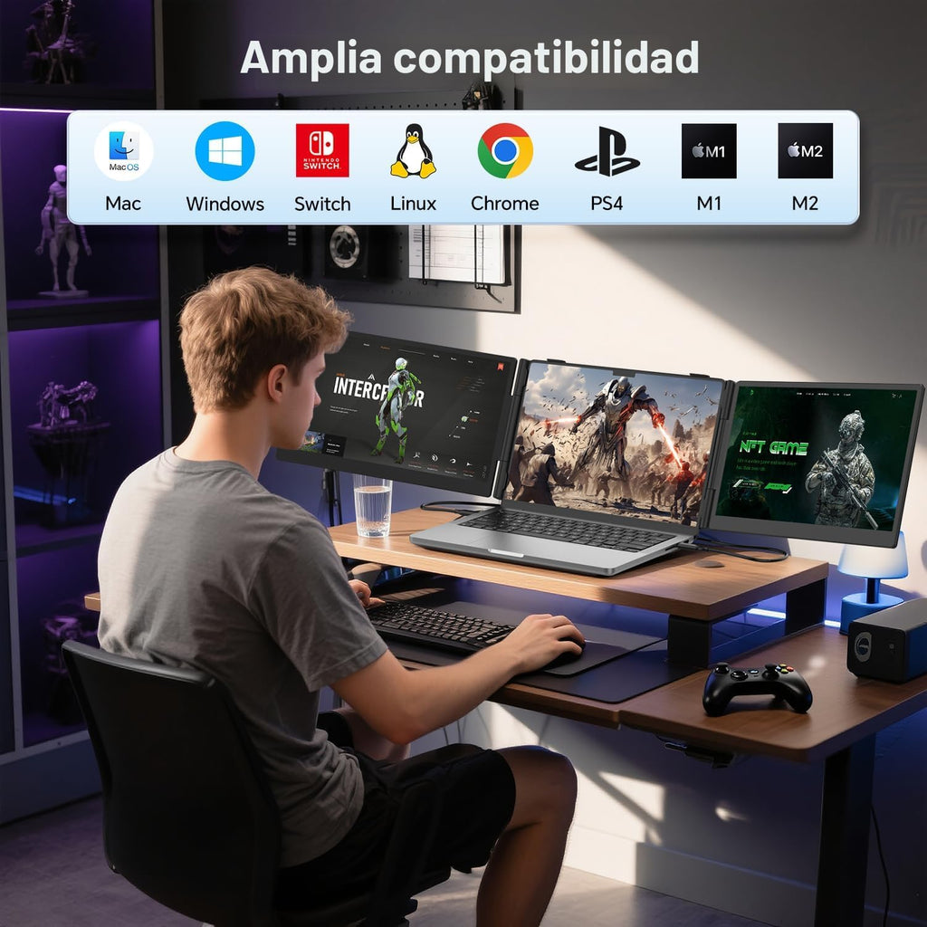 FEZOBR Extensor de pantalla para laptop, monitor portátil triple ul...