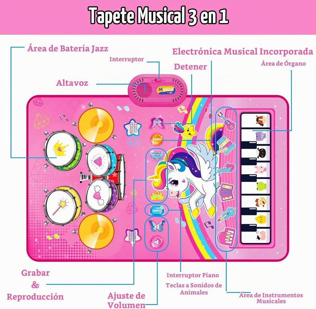 Juguetes para niñas de 1 año: 3 en 1 Esterilla musical para bebés Juguete
