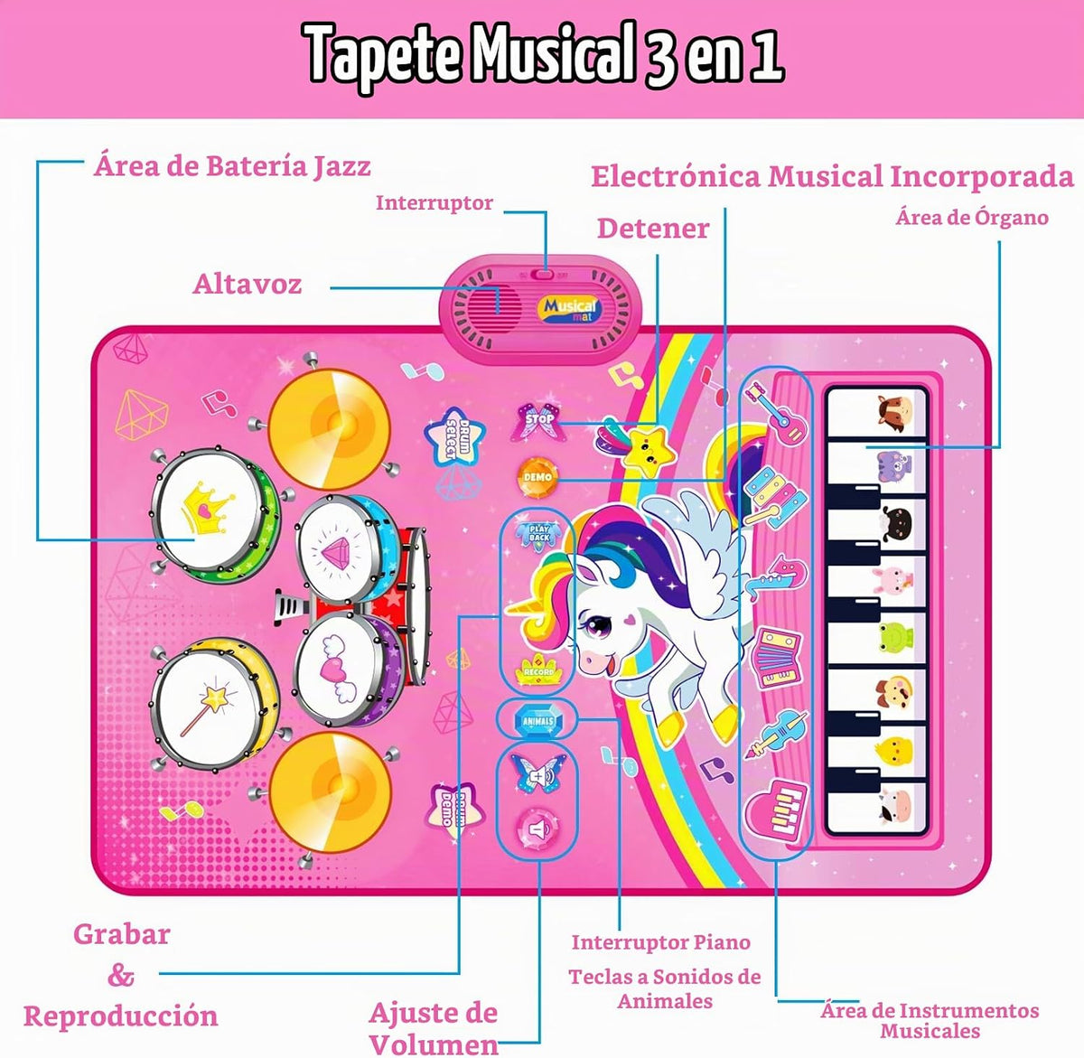 Juguetes para niñas de 1 año: 3 en 1 Esterilla musical para bebés Juguete