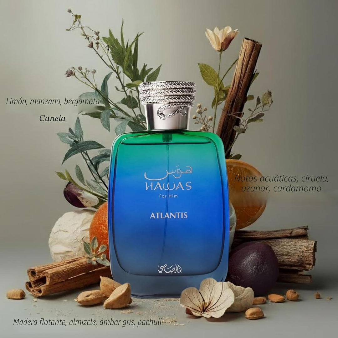 RASASI Hawas Atlantis Eau de Parfum para hombre, 100 ml (3.4 oz) Sp...