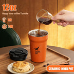 CHEERFUL GOAT Taza de Café Aislada – Vaso de Café de Viaje de Acero Inoxidable con Forro de Cerámica, Taza de Café de 12oz para Café Caliente y Frío en Casa, Oficina, o Sobre la Marcha (naranja)