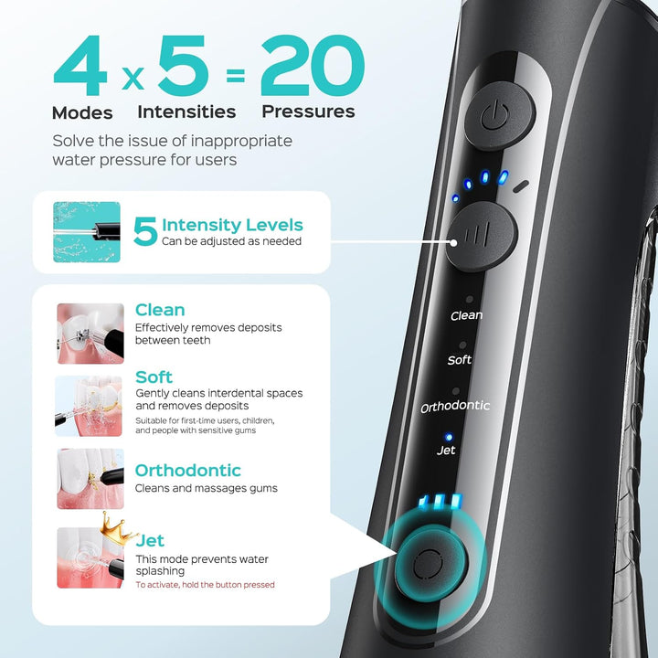 COSLUS ADA Aceptado C50 Water Dental Flosser, 4 modos 5 niveles de...