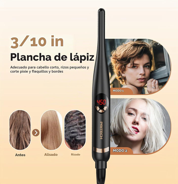PRITECH - Plancha plana pequeña para cabello corto de 3\/10 pulgada...