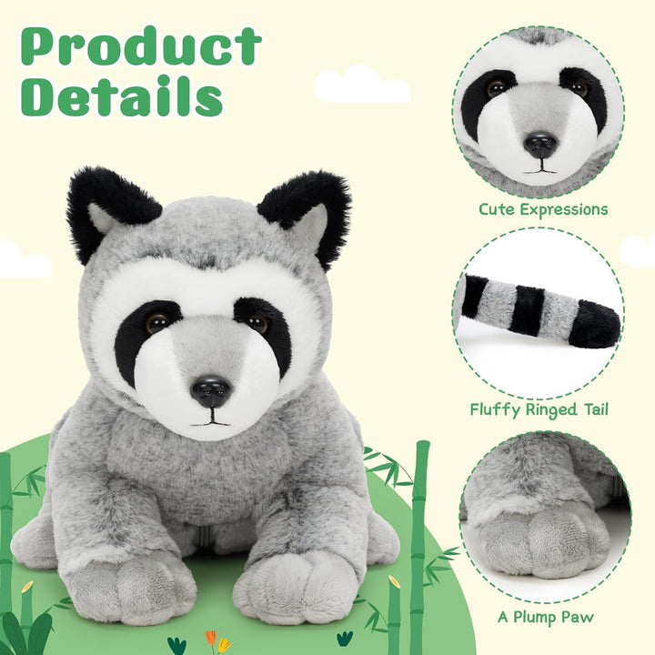 MaoGoLan 5 piezas de peluche de mapache grande de 22 pulgadas con 4...