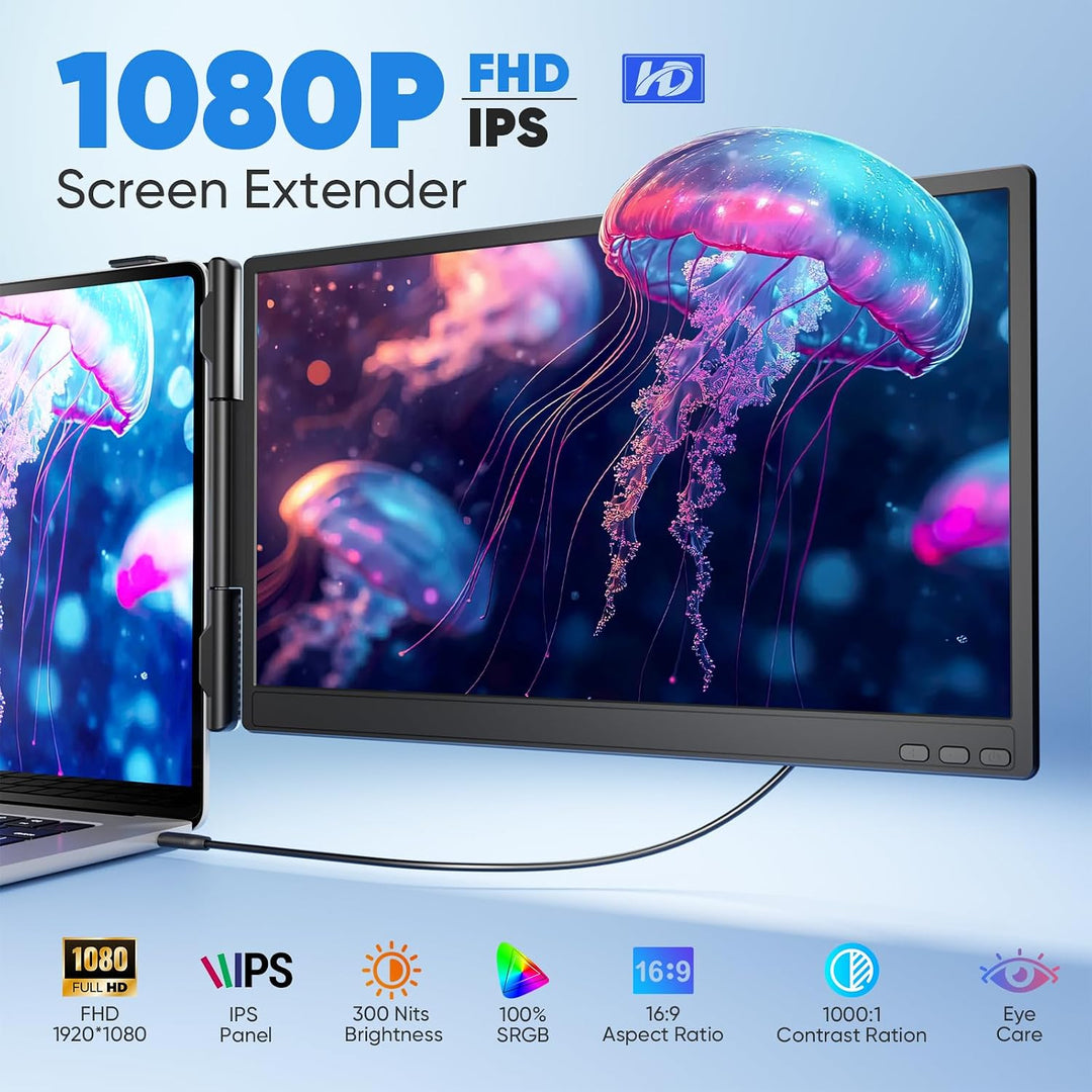 Extensor de pantalla para laptop, monitor portátil FHD 1080P de 14...
