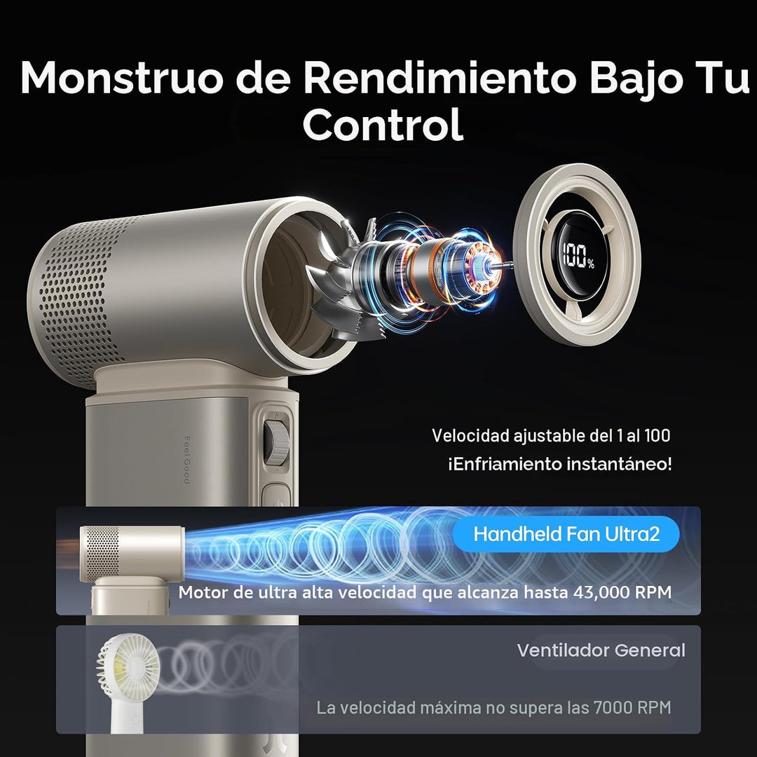 JISULIFE Ventilador portátil de mano Ultra2 9000mAh Max 25 horas, 3...