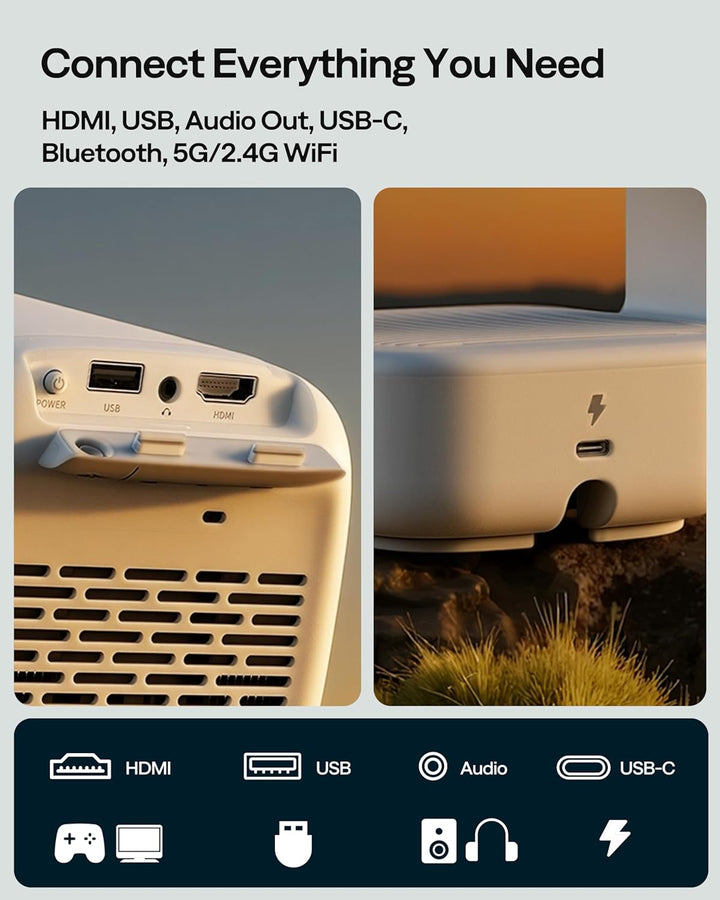 Aurzen Proyector portátil inteligente D1 air con WiFi y Bluetooth,...