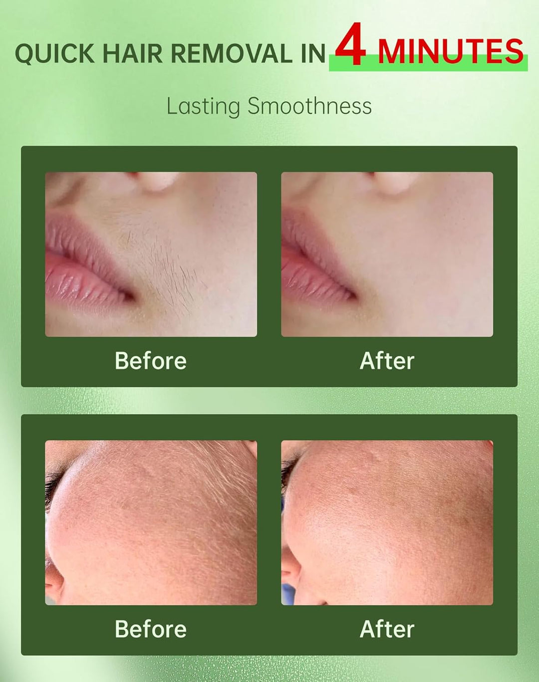Depilación facial para mujeres + crema calmante, removedor de vello...