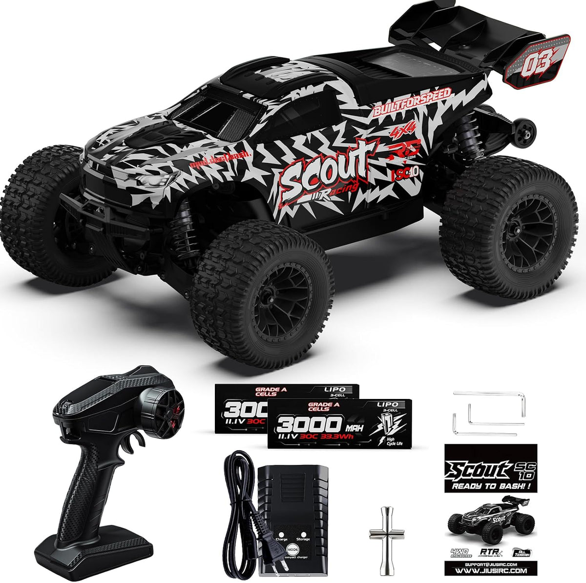 Coche RC sin escobillas 1/10 para adultos, 4WD, máximo 50+ mph