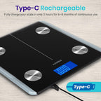 Etekcity Báscula inteligente recargable para peso corporal, Bluetooth